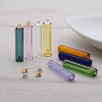 2Pcs Tube Vials Coloured glaze Diffuser Perfume Refillable Coloured Essential Oil Glass vials Glass vial pendant