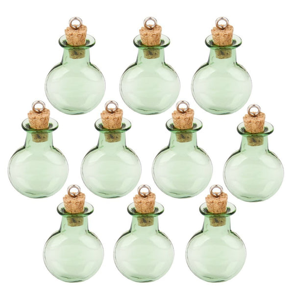 CoolDIY® 10 Pieces Mini Colored Glass Bottle Cute Jars Vials with cork Wish cork Bottle glass vial pendant