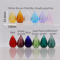 2Pcs Drop Coloured glaze Diffuser Perfume Refillable Essential Oil Vials Glass vial pendant DIY Jewerly Findings