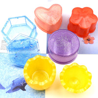 CoolDIY® Storage Box Resin Molds, Jewelry Box Molds with Lid, Heart Shape Square Hexagon Box Mold and Epoxy Molds for Making Resin Gift Box