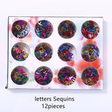 12pieces mixed colorful Sequins filler for Silicon mold Nail art shell chips candy paper letter sequins Nail sticker