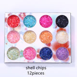 12pieces mixed colorful Sequins filler for Silicon mold Nail art shell chips candy paper letter sequins Nail sticker