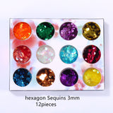 12pieces mixed colorful Sequins filler for Silicon mold Nail art shell chips candy paper letter sequins Nail sticker