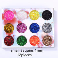 12pieces mixed colorful Sequins filler for Silicon mold Nail art shell chips candy paper letter sequins Nail sticker