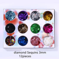 12pieces mixed colorful Sequins filler for Silicon mold Nail art shell chips candy paper letter sequins Nail sticker