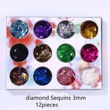 12pieces mixed colorful Sequins filler for Silicon mold Nail art shell chips candy paper letter sequins Nail sticker