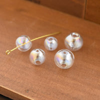 10Pcs 10mm 12mm 14mm Pearly lustre Empty ball with double hole, Glass vial pendant Hollow Glass Globe Jewelry making Glass Beads