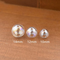 10Pcs 10mm 12mm 14mm Pearly lustre Empty ball with double hole, Glass vial pendant Hollow Glass Globe Jewelry making Glass Beads