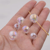 10Pcs 10mm 12mm 14mm Pearly lustre Empty ball with double hole, Glass vial pendant Hollow Glass Globe Jewelry making Glass Beads