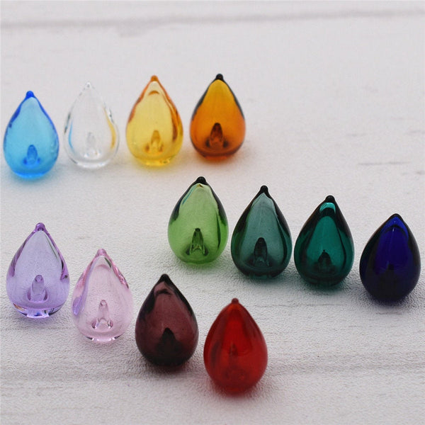 6Pcs Drop shape Coloured glaze Vials Diffuser Perfume Refillable Essential Oil vial Glass vial pendant