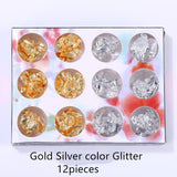 12pieces mixed colorful Sequins filler for Silicon mold Nail art shell chips candy paper letter sequins Nail sticker