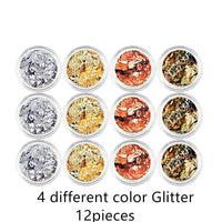 12pieces mixed colorful Sequins filler for Silicon mold Nail art shell chips candy paper letter sequins Nail sticker