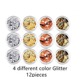 12pieces mixed colorful Sequins filler for Silicon mold Nail art shell chips candy paper letter sequins Nail sticker