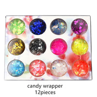 12pieces mixed colorful Sequins filler for Silicon mold Nail art shell chips candy paper letter sequins Nail sticker