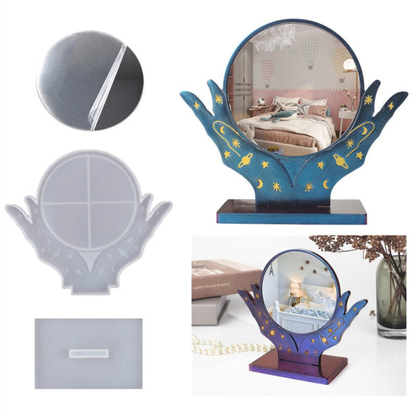 Cosmetic Mirror Silicone Mould Handmade Tool DIY Crystal UV Epoxy Resin Casting Mold Home Tabletop Ornamen Mirror Resin Mirror making